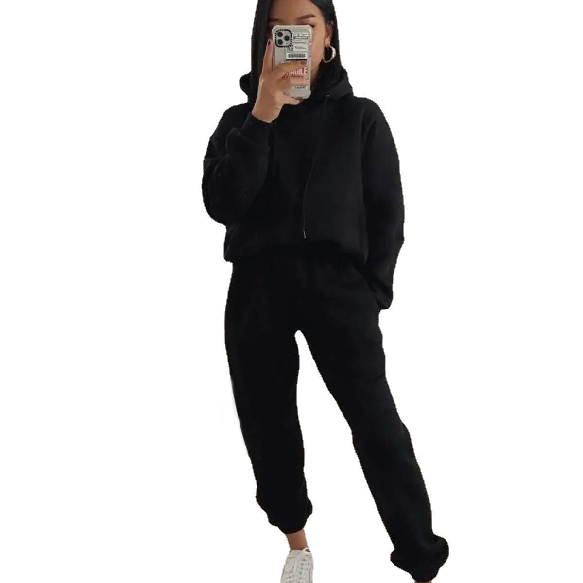 Damen nan kuscheliger Oversize-Kapuzenpullover und Highwaist-Jogginghose Set