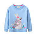 Mädchen Sweatshirt mit niedlichem Hasen- und Blumenmotiv