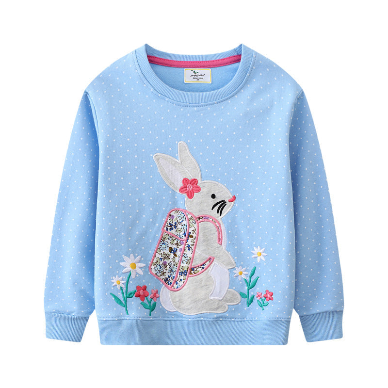 Mädchen Sweatshirt mit niedlichem Hasen- und Blumenmotiv