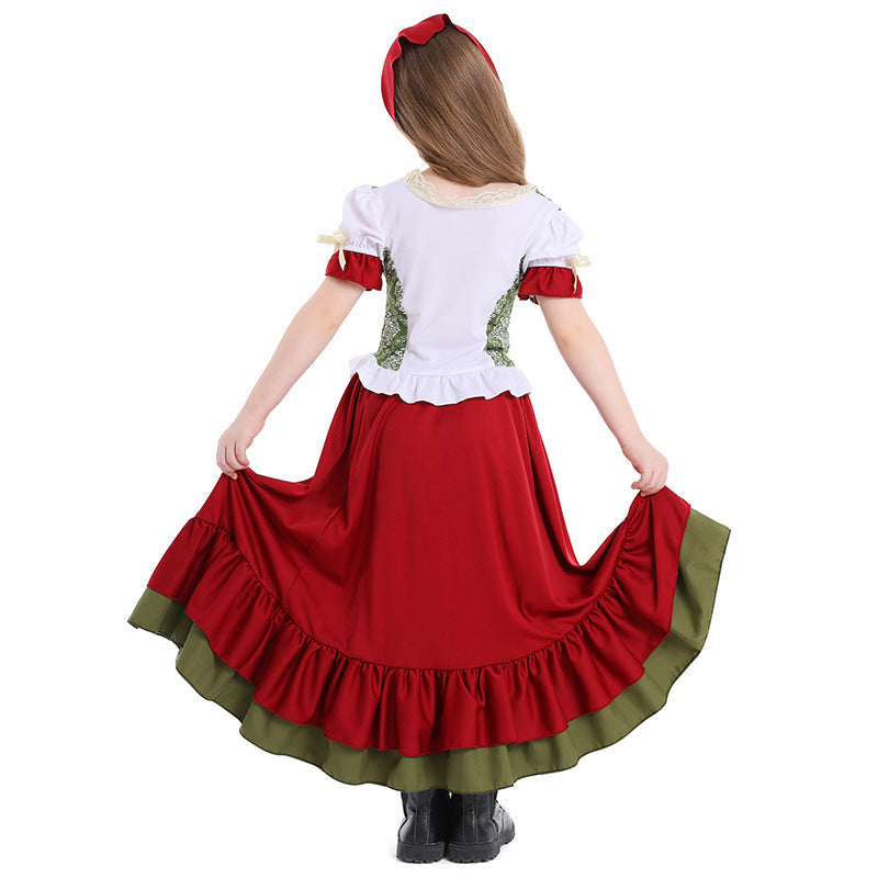 Damen nan traditionelles Trachtenkostüm Dirndl-Set mit geschnürtem Mieder und vollem Stufenrock
