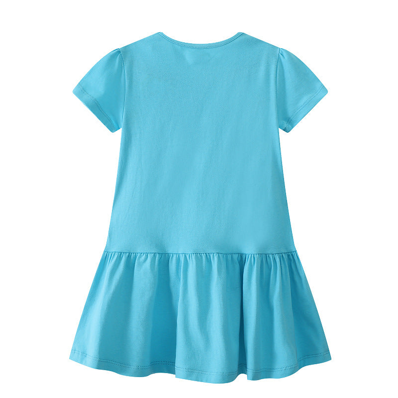 Mädchen Tüllkleid mit verspieltem Lama- und Traktor-Design