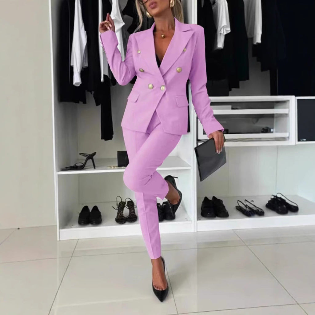 Damen nan taillierter Doppelreiher-Blazer mit schmaler Anzughose