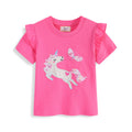 Mädchen T-Shirt mit kreativen Rüschendetails und bezauberndem Einhorn-Motiv