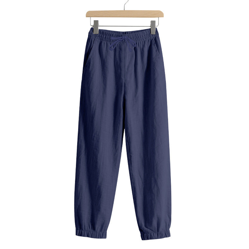 Damen nan relaxed-fit Haremshose aus Leinenmix mit Tunnelzugbund und elastischen Knöchelbündchen