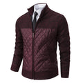 Herren nan gesteppte Hybrid-Strickjacke mit diamantsteppung, Stehkragen, isolierendem Thermofutter und Reißverschluss