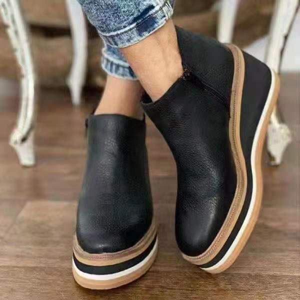 Damen nan Keilabsatz-Stiefelette mit verstecktem Plateau und elastischen Einstiegsleisten