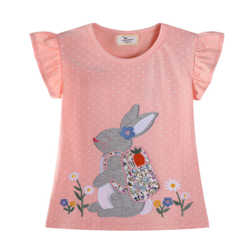 Mädchen T-Shirt mit niedlicher Hasenapplikation