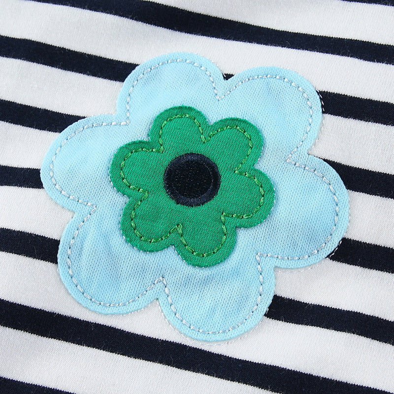 Mädchen T-Shirt Kleid mit bunten Blumenapplikationen