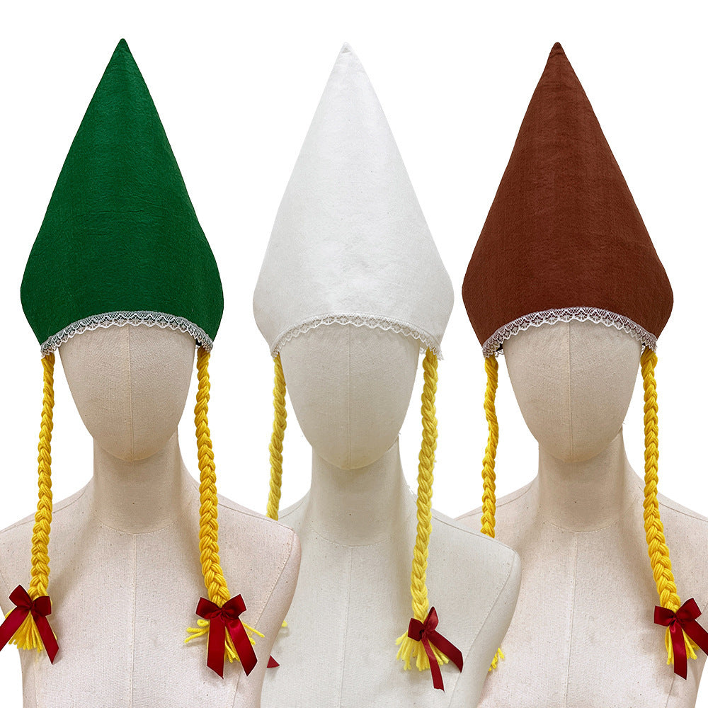 Damen nan traditionelle Trachtenhaube aus Baumwollvelours mit feinem Spitzenrand für Dirndl