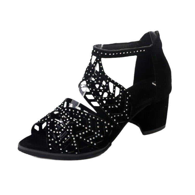 Damen Glamouröse Strass-Sandalen mit Blockabsatz Selmira