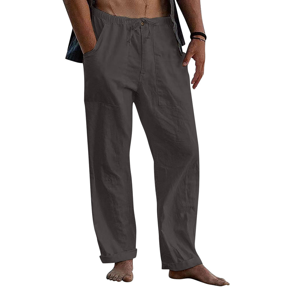 Herren nan leichte Leinenhose mit elastischem Bund und geradem Schnitt