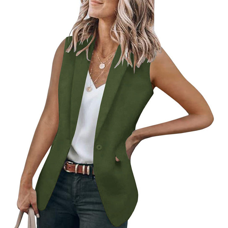Damen Ärmelloser Blazer im modernen Schnitt mit tiefen Taschen Selmira