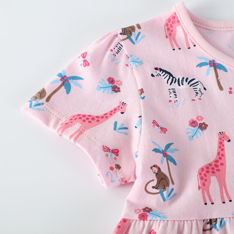 Mädchen Baumwollkleid mit verspieltem Tiermotiv