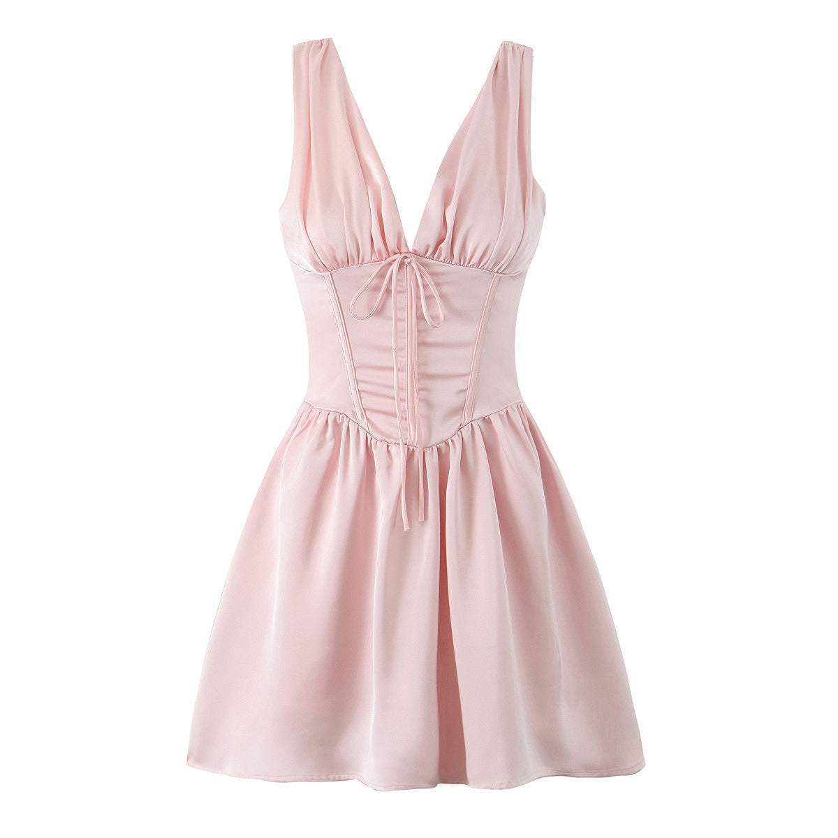 Damen figurbetontes Cocktailkleid mit V-Ausschnitt und Rüschendetails Selmira