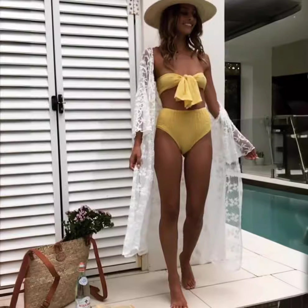Damen Bandeau-Bikini mit strukturierter Textur und breitem Schleifen-Design Selmira