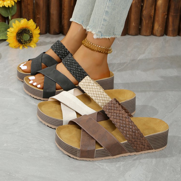 Damen Bequeme Zehentrenner-Sandalen mit geflochtenem Riemendesign und rutschfester Sohle Selmira