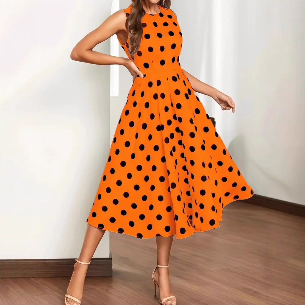 Damen A-Linie Kleid mit Polka-Dots Selmira