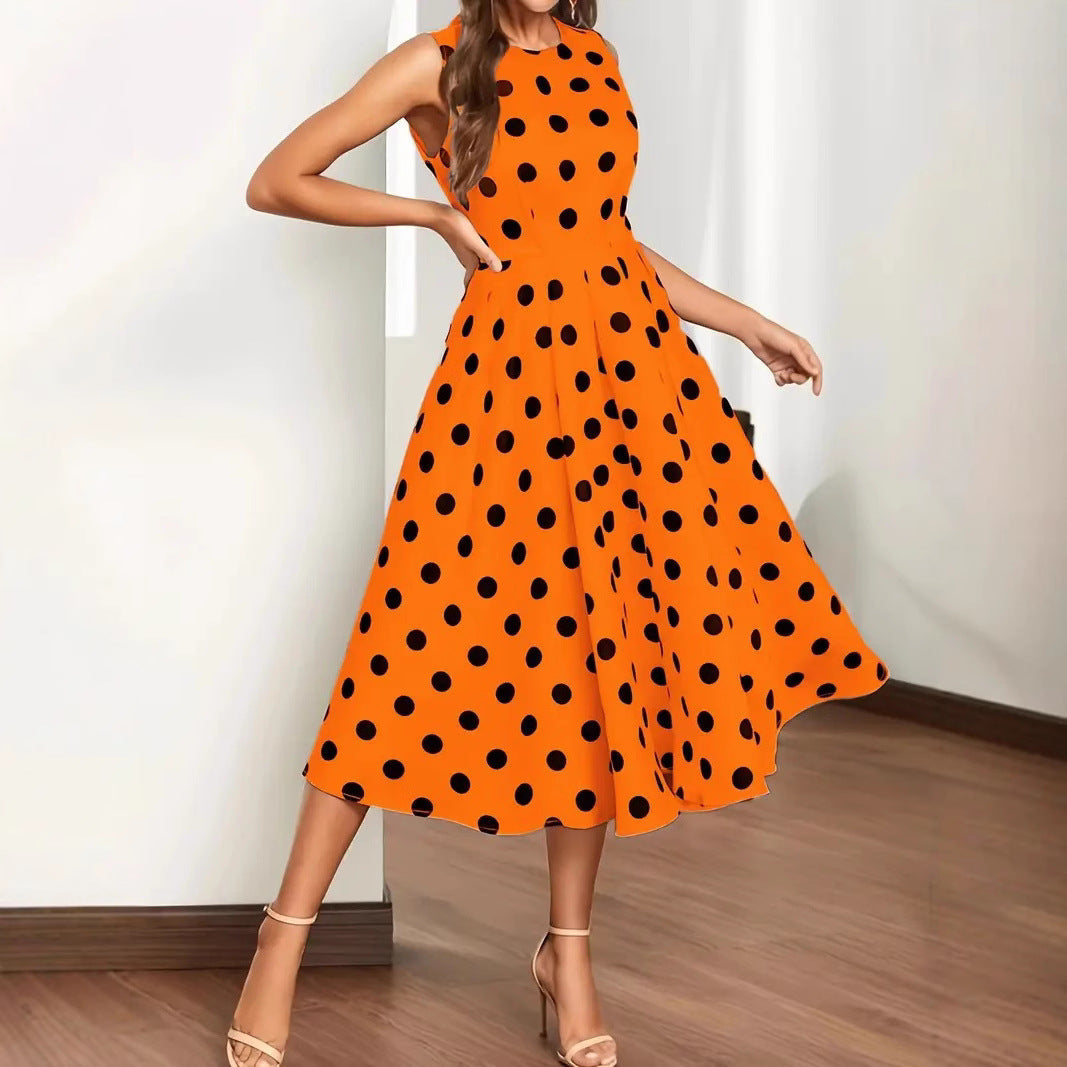 Damen A-Linie Kleid mit Polka-Dots Selmira