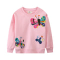 Mädchen Sweatshirt mit bunten Schmetterlings-Stickereien