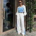 Damen nan zweiteiliges Cropped-Hoodie-Set mit Reißverschluss, elastischem Komfortbund und weitem Seitenstreifen-Hose