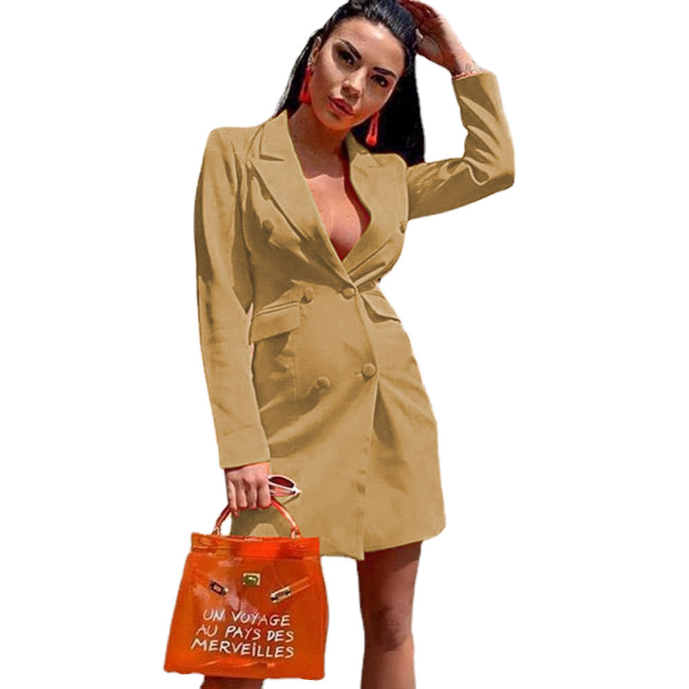 Damen Eleganter Blazer-Kleid mit doppelter Knopfreihe und figurbetontem Schnitt Selmira