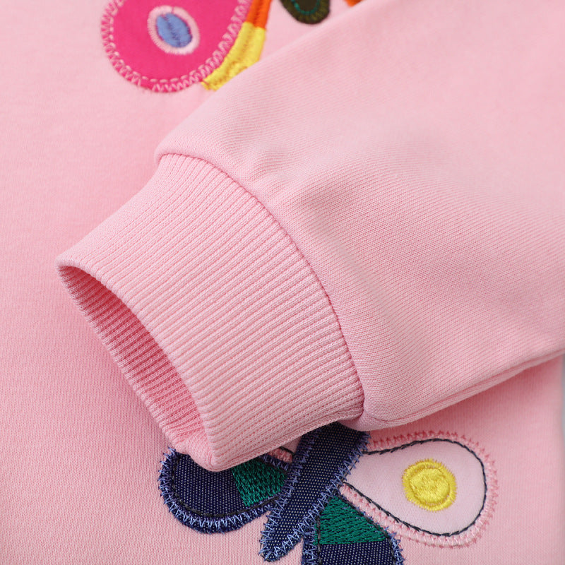 Mädchen Sweatshirt mit bunten Schmetterlings-Stickereien