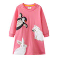 Mädchen Langarmkleid mit niedlichem Tiermotiv