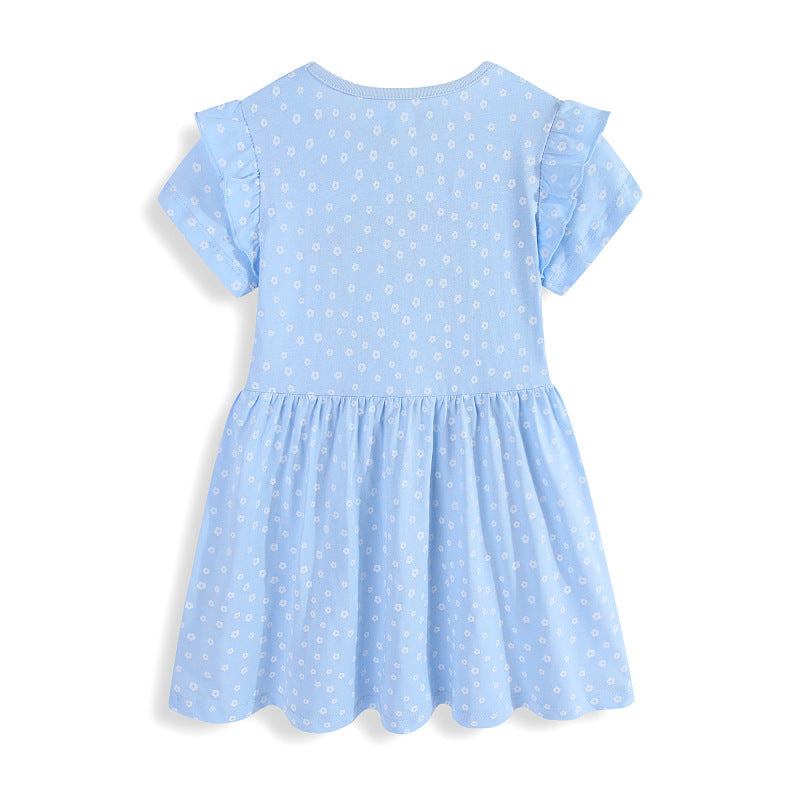 Mädchen Sommerkleid mit niedlichem Einhornmotiv und Rüschendetails