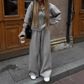 Damen nan gestricktes Loungewear-Zweiteiler mit kurzem Reißverschluss-Cardigan und weitem Highwaist-Hosenbein