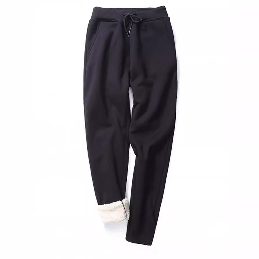 Damen nan gefütterte Thermo-Jogginghose mit Teddyfutter, elastischem Bund und Kordelzug