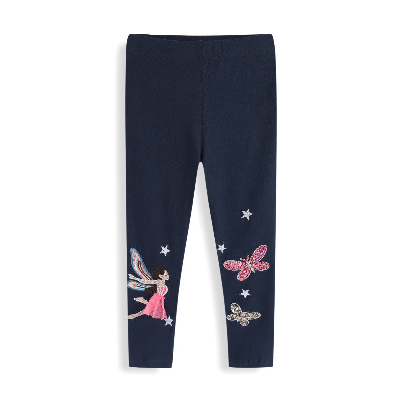 Mädchen Leggings mit glitzernden Feen- und Schmetterlingsapplikationen