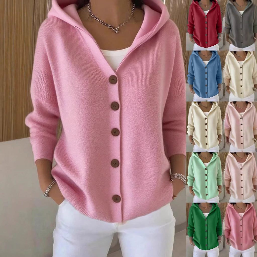 Damen nan Kapuzen-Cardigan mit Knopfleiste und lässiger Oversize-Passform