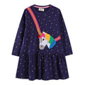 Mädchen Langarmkleid mit zauberhaftem Einhorn-Applikationsdesign