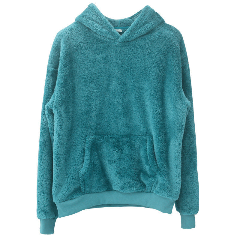 Unisex nan kuscheliger Teddy-Fleece Hoodie mit überlanger Passform und Kängurutasche