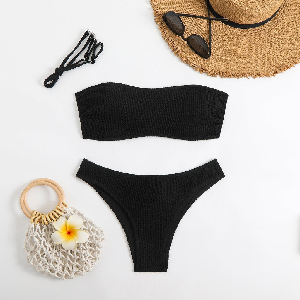 Damen Bandeau-Bikini-Set mit strukturiertem Oberteil und klassischem Schnitt Selmira