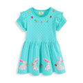 Mädchen Kurzarm Kleid mit verspieltem Hasen- und Blumenmotiv