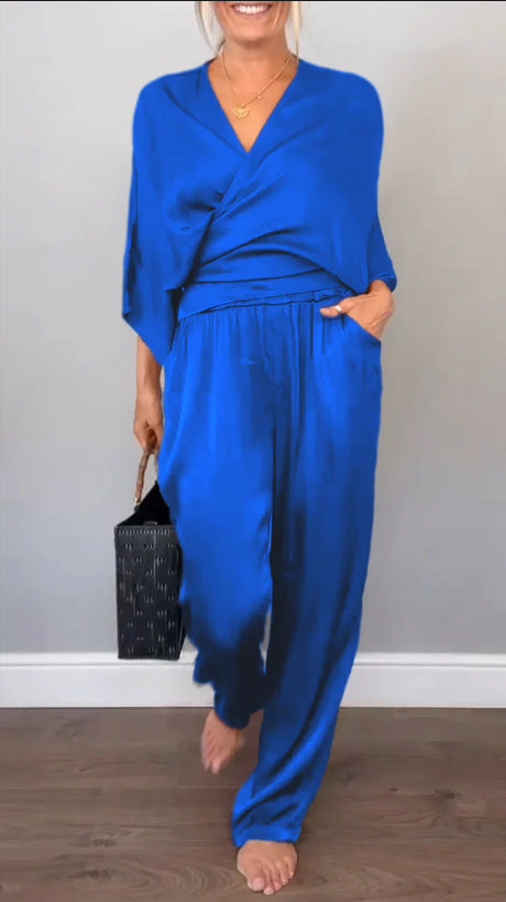 Damen elegantes und bequemes Satin-Hosenanzug Selmira