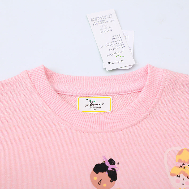 Mädchen Sweatshirt mit Tüllrock und bunten Ballerina-Applikationen