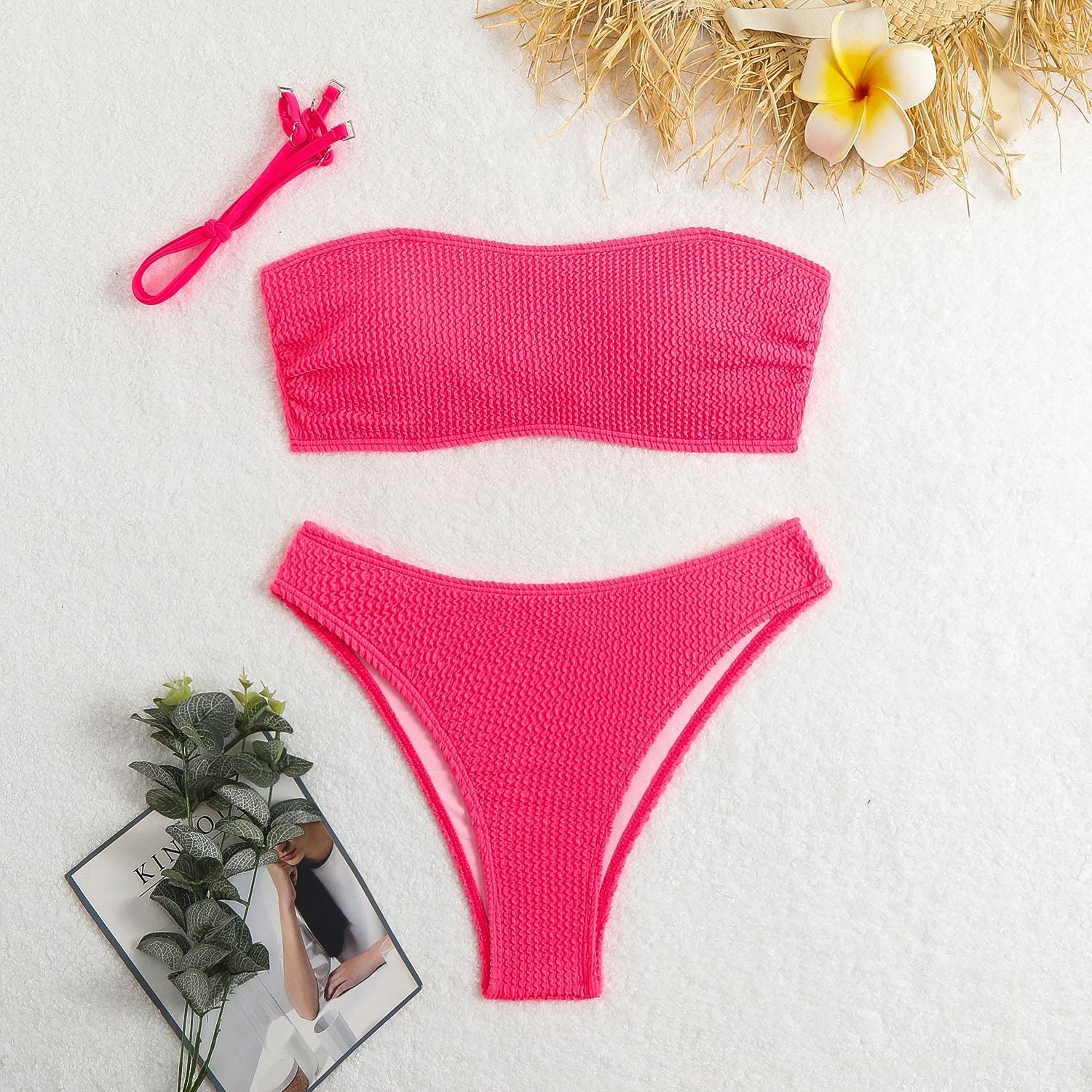 Damen Bandeau-Bikini-Set mit strukturiertem Oberteil und klassischem Schnitt Selmira