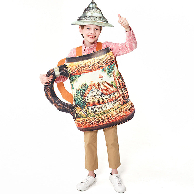 Unisex nan traditioneller keramischer Bierkrug mit Zinndeckel und handbemaltem Reliefmotiv