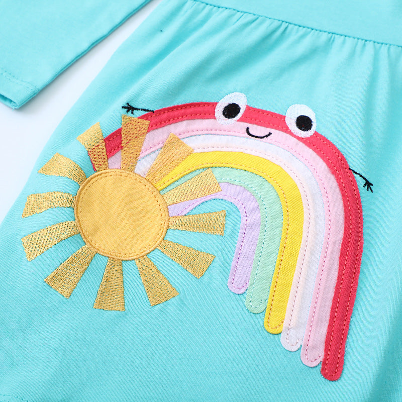 Mädchen Tüllkleid mit verspieltem Regenbogen-Motiv