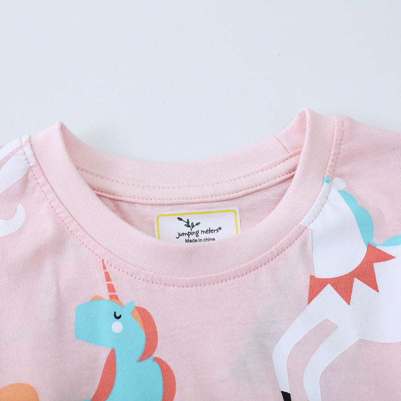 Mädchen T-Shirt mit buntem Einhorn-Design