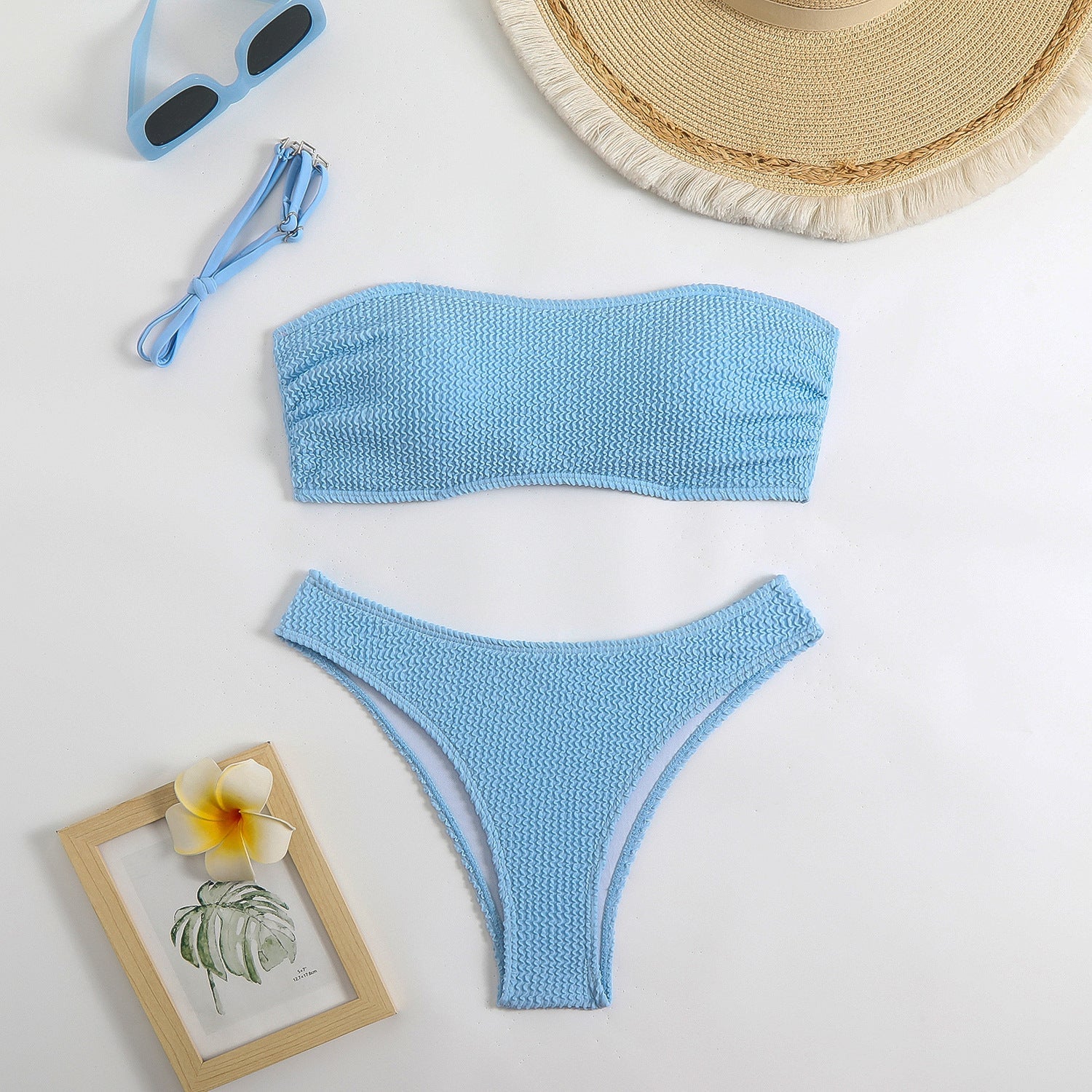 Damen Bandeau-Bikini-Set mit strukturiertem Oberteil und klassischem Schnitt Selmira