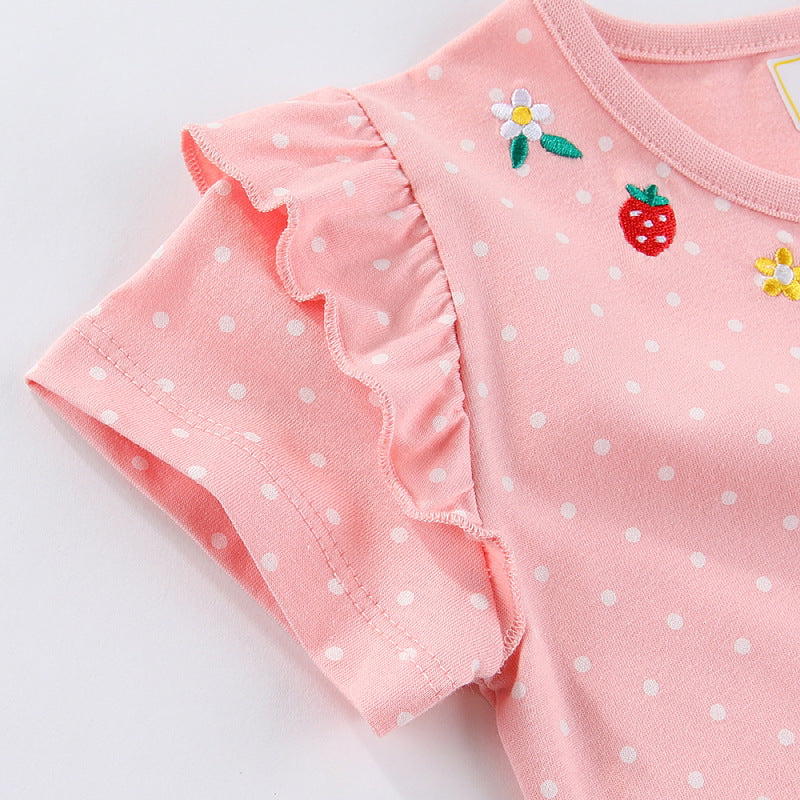 Mädchen Tüllkleid mit niedlichen Hasen- und Blumenstickereien