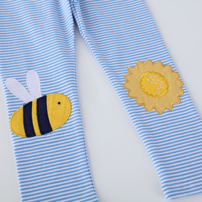 Mädchen Leggings mit buntem Bienen- und Sonnenmotiv