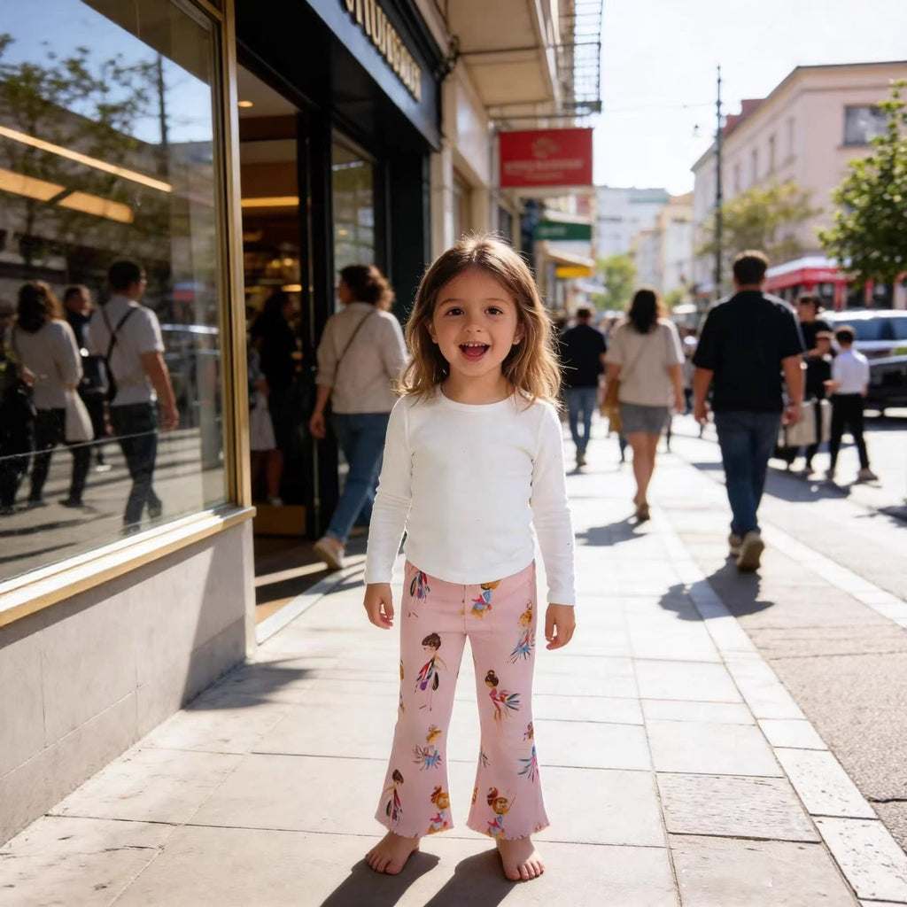 Mädchen Leggings mit buntem Ballerina-Design