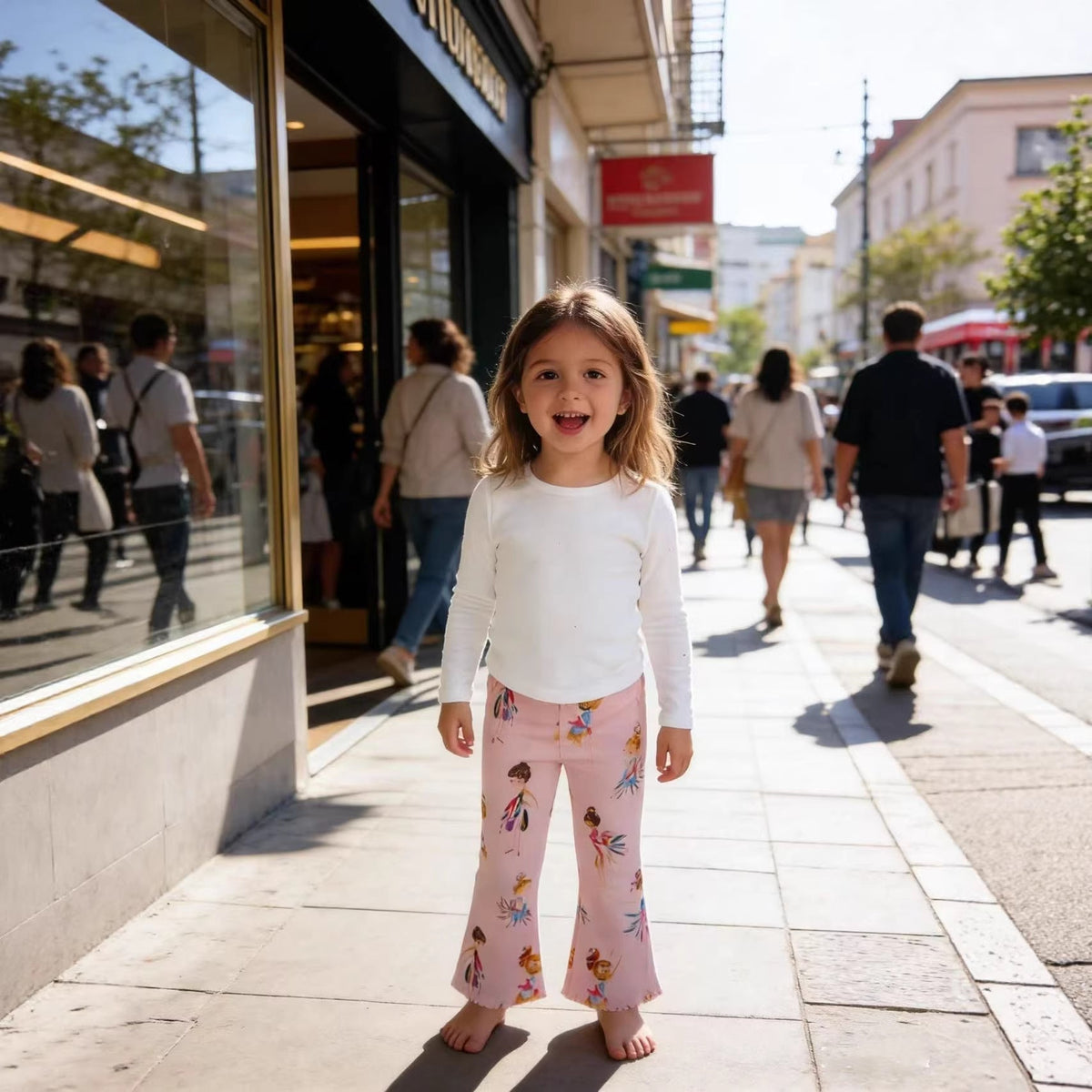 Mädchen Leggings mit buntem Ballerina-Design