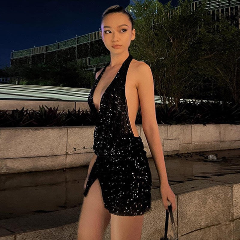 Damen Funkelndes Cocktailkleid mit Wickel-Design Selmira