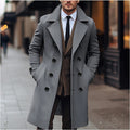 Herren nan eleganter doppelt geknöpfter Wollmantel mit breitem Revers und tailliertem Businessschnitt