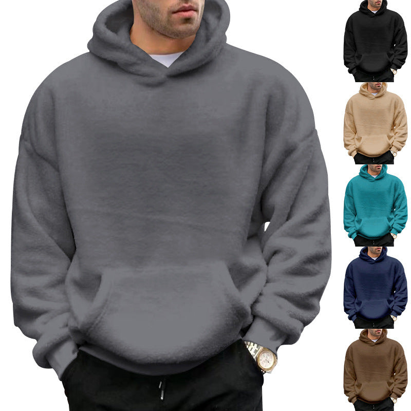 Unisex nan kuscheliger Teddy-Fleece Hoodie mit überlanger Passform und Kängurutasche